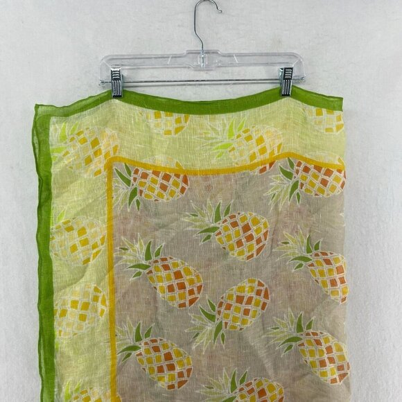 Chico's Square Scarf OS Yellow Penny Pineapple Scarves Oblong Multifunctional - Picture 7 of 11
